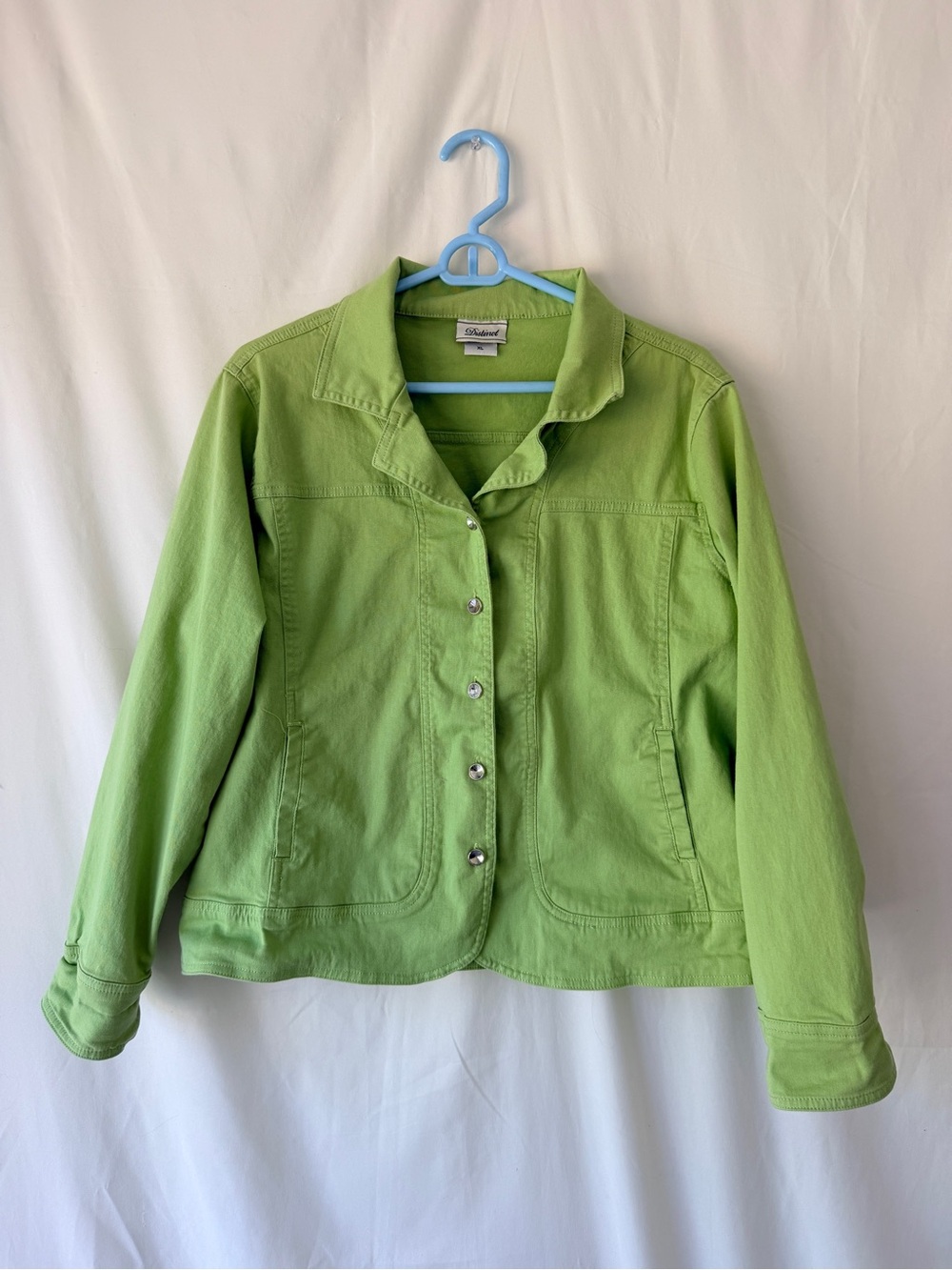Lime Green Button-Front Jean Jacket